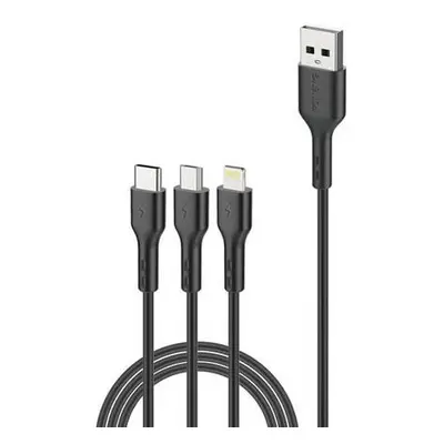 Foneng X36 3v1 kabel USB-C / Lightning / Micro USB, 2,4 A, 2 m (černý)