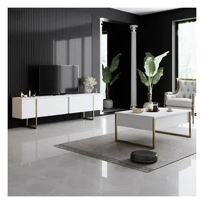 Hanah Home Living Room Furniture Set Luxe Set - White, Gold WhiteGold