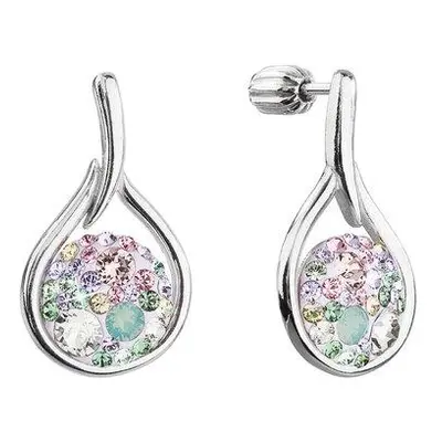 Evolution Group Stříbrné visací náušnice kapky se Swarovski krystaly 31305.3 sakura