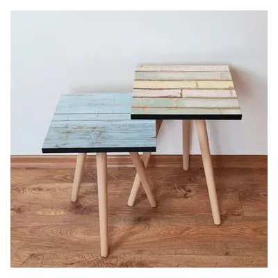 Hanah Home Nesting Table (2 Pieces) 2SHP439 - Blue BlueGreenYellowWhite