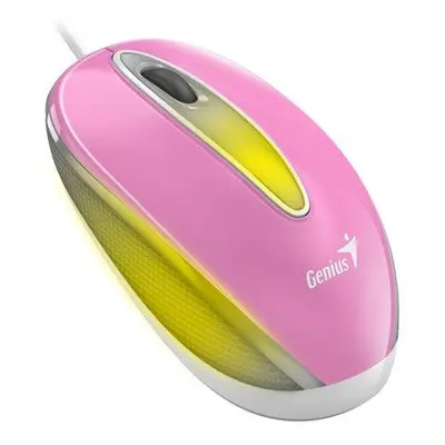 Genius DX-Mini / Myš, drátová, optická, 1000DPI, 3 tlačítka, USB, RGB LED, růžová, 31010025407