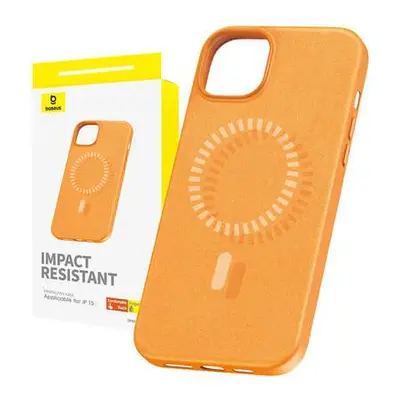 Magnetické pouzdro pro iPhone 15 Baseus řady Fauxther (oranžové)