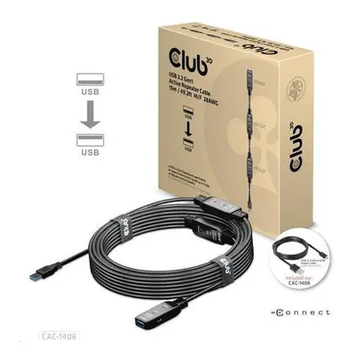 Club 3D CAC-1406 USB 3.2 Gen1 Active Repeater Cable M/F 28AWG, 15m