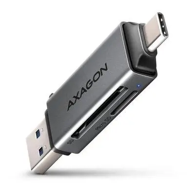 AXAGON CRE-DAC, USB-C + USB-A, 5 Gbps - MINI čtečka karet, 2-slot & lun SD/microSD, podpora UHS-