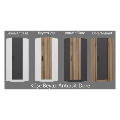 Hanah Home Wardrobe Kale Corner Anthracite - 190 - 1