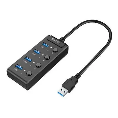 Orico USB 3.0. Rozbočovač s přepínači, 4x USB (černý),