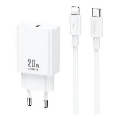 Nástěnná nabíječka Remax, RP-U5, USB-C, 20W (bílá) + kabel Lightning