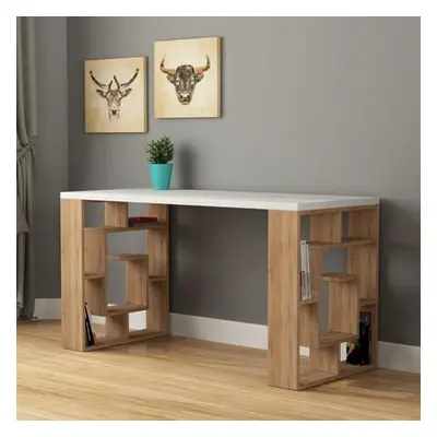 Hanah Home Study Desk Maze - White, Oak WhiteOak