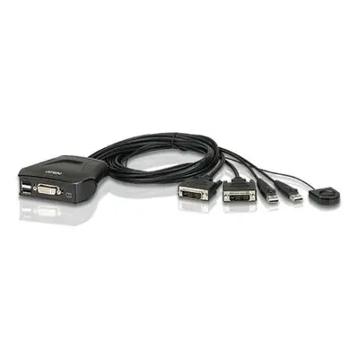 Aten CS-22D 2-port DVI KVM USB mini, integrované kabely