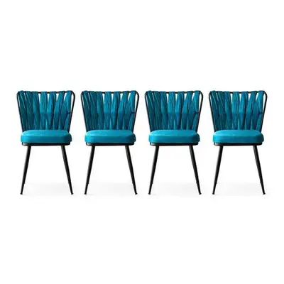 Hanah Home Chair Set (4 Pieces) Kuşaklı - 228 V4 BlackBlue