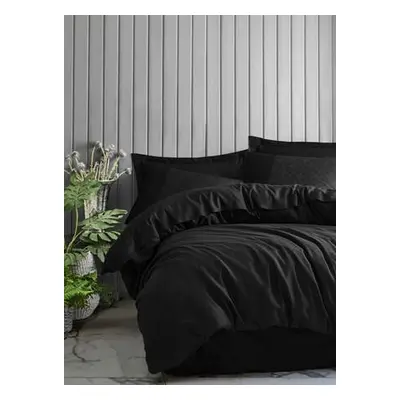 L'essentiel Maison Satin Double Quilt Cover Set Dama - Black Black