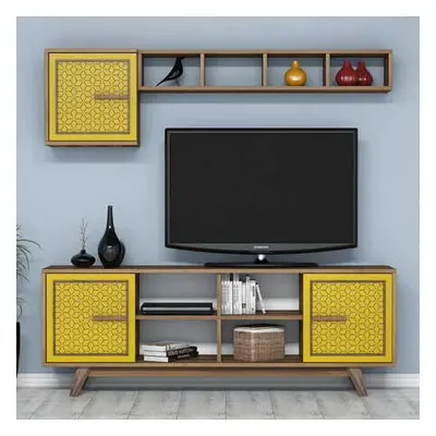 Hanah Home TV Unit Ayla - Walnut, Yellow WalnutYellow