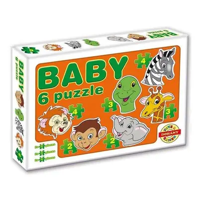 DOHÁNY Baby puzzle Zvířecí hlavičky - safari 6v1 (2-4 dílky)