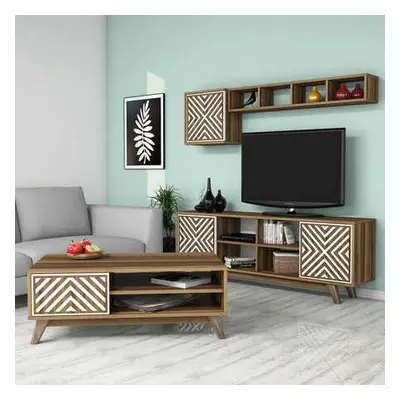 Hanah Home Living Room Furniture Set Inci - Walnut, White WalnutWhite