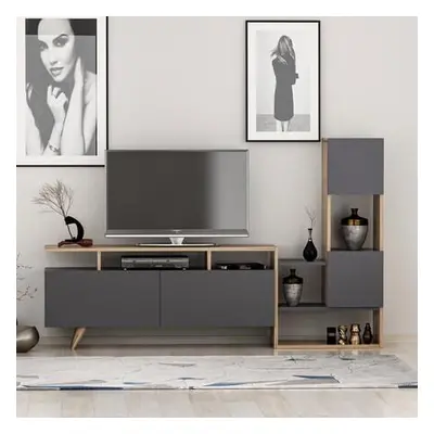 Hanah Home TV Unit Tower - Ciragan, Anthracite WalnutAnthracite