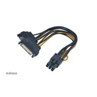 AKASA adaptér 2x SATA na 6pin PCIe / AK-CBPW13-15 / černý / 15cm