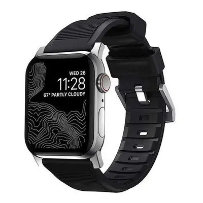 Nomad remienok Rugged Strap pre Apple Watch 44/45/49mm - Black/Silver Hardware