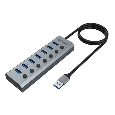 AKASA Hub 7 v 1, USB-A 3.2 Gen 1, šedá, AK-HB-21BKCM