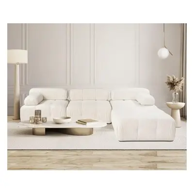 Atelier del Sofa Corner Sofa Doblo 3 Seater with Pouffe ( L1-O1-1R-Pouffe) - Cream