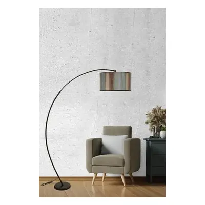 Opviq Floor Lamp Mısra Siyah Lambader Silindir Renkli Abajurlu Multicolor