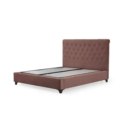 Hanah Home Double Bed Base & Headboard Deluxe 140 x 200 - Dusty Rose