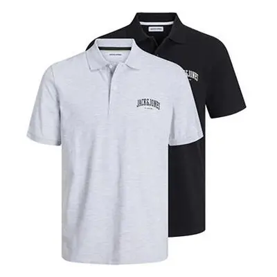 Jack&Jones 2 PACK - pánské polo triko JJEJOSH Standard Fit 12257011 Black/White Melange S