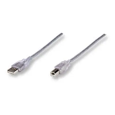 Manhattan 340458 Hi-Speed USB 2.0 kabel A-B M/M 3m, stříbrný