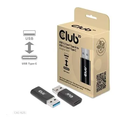 Club 3D adaptér USB 3.2 Gen1 Type A na USB 3.2 Gen1 Type C (M/F) CAC-1525, černá