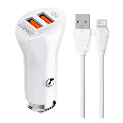 Nabíječka do auta LDNIO C511Q 2USB + kabel Lightning