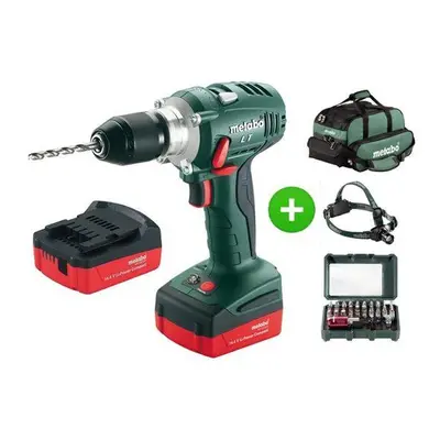 METABO 602137910 BS 14,4 LT Akušroubovák (14,4V 2x2,0Ah) s čelovkou a bity