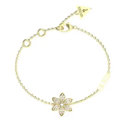 Guess Krásný pozlacený náramek s květinou White Lotus JUBB04144JWYG 21 cm