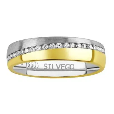 SILVEGO Snubní stříbrný prsten Glowie pozlacený žlutým zlatem s Brilliance Zirconia SHG1089RWGP