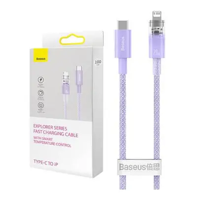 Rychlonabíjecí kabel Baseus USB-C na Lightning Explorer Series 1m, 20W (fialový)