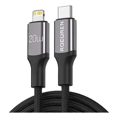 Rychlonabíjecí kabel Rocoren USB-C na Lightning Retro Series 1 m (šedý)