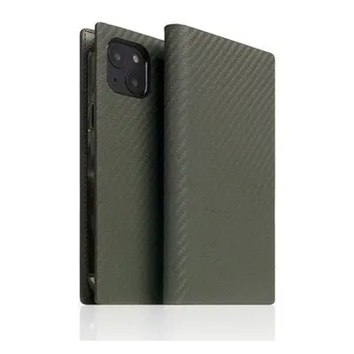 SLG Design puzdro D+ Italian Carbon Leather Diary pre iPhone 14 - Khaki