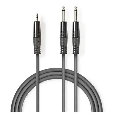 Nedis COTH23200GY50 - Stereofonní Audio Kabel | 2x 6,35mm Zástrčka – 3,5mm Zástrčka | 5 m | Šedá