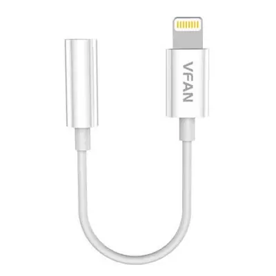 Kabel VFAN L07 Lightning na mini jack 3,5 mm AUX, 10 cm (bílý)