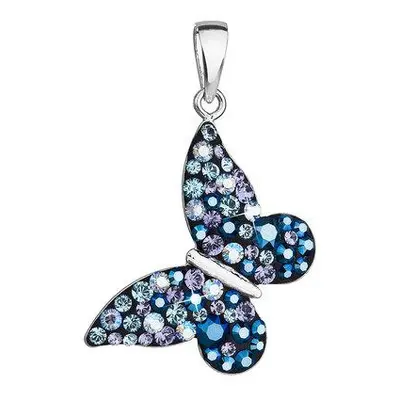 Evolution Group Stříbrný přívěsek s krystaly Swarovski modrý motýl 34192.3 blue style