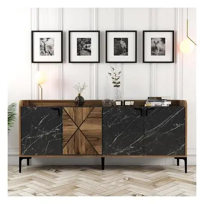 Hanah Home Console Venedik - Walnut, Black Marble WalnutBlack