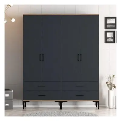 Hanah Home Wardrobe Kumsal TT - Walnut, Anthracite WalnutAnthracite