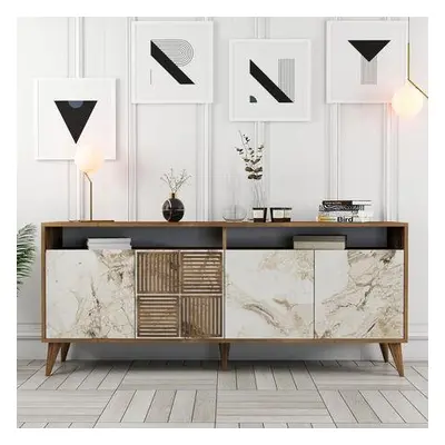 Hanah Home Console Milan - Walnut, White Marble WalnutWhite