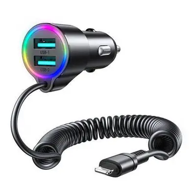 Nabíječka do auta Joyroom JR-CL25, 2x USB + kabel Lightning (černá)