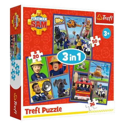 TREFL Puzzle Požárník Sam: Samův den 3v1 (20,36,50 dílků)