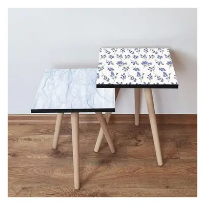 Hanah Home Nesting Table (2 Pieces) 2SHP503 - Light Blue Light BlueWhiteNavy Blue