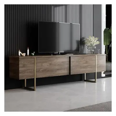 Hanah Home TV Stand Luxe - Walnut, Gold WalnutGold