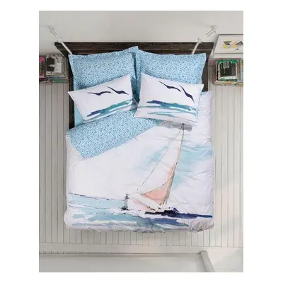 L'essentiel Maison Ranforce Double Quilt Cover Set Sail - Blue BlueWhiteDark Blue