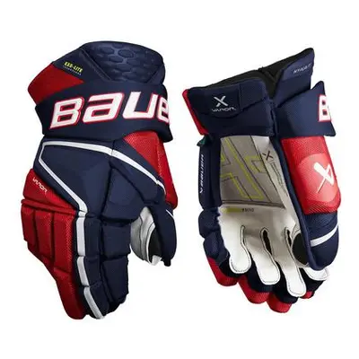 Bauer Rukavice Vapor Hyperlite S22 INT, Intermediate, 12", tmavě modrá-červená-bílá, Bílá-Červen