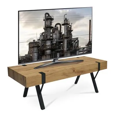 Autronic AHG-262 OAK TV stolek 120x44x40 cm, MDF deska, 3D dekor divoký dub, kov - černý lak