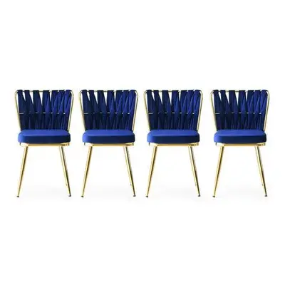 Hanah Home Chair Set (4 Pieces) Kuşaklı 209 V4 Gold/ Navy Blue