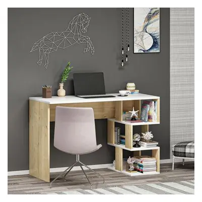 Hanah Home Study Desk Dardanos - White, Sapphire Oak WhiteSapphire Oak